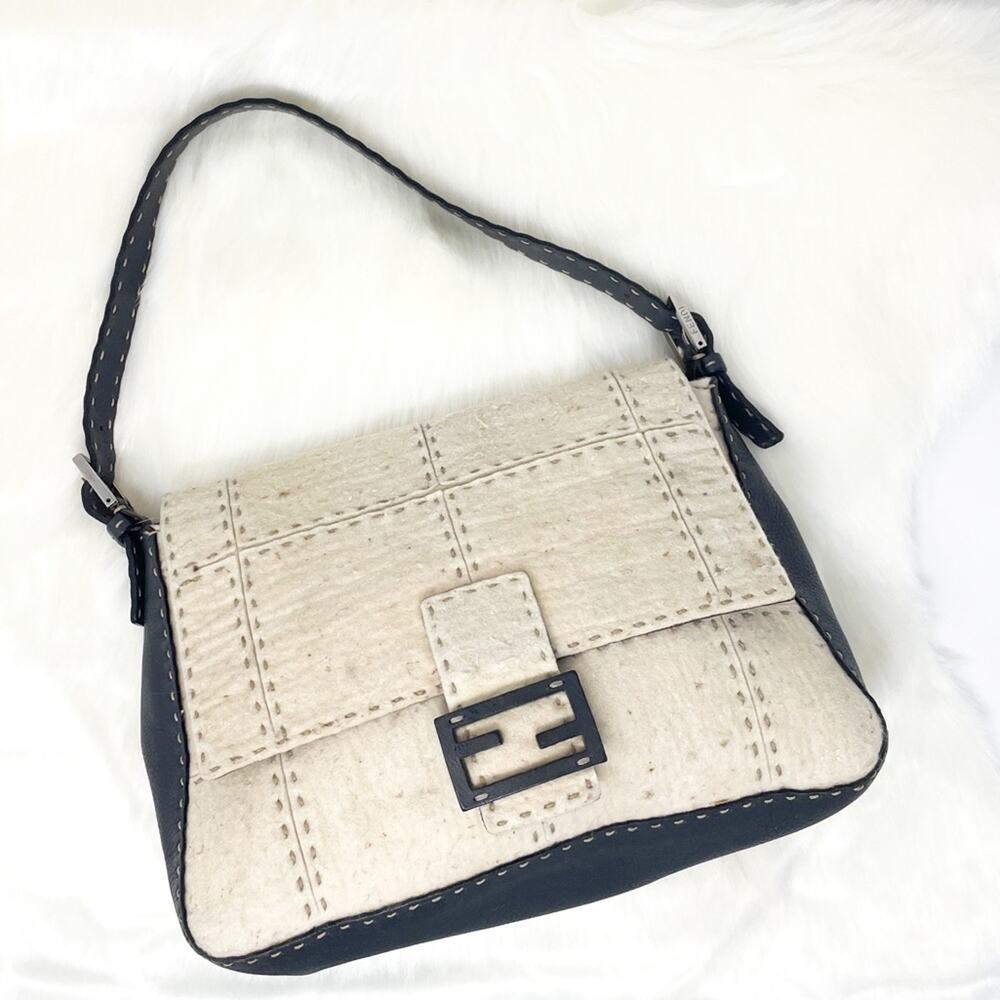 SOLD Fendi Black and Cream Shoulder Bag RARE mama baguette